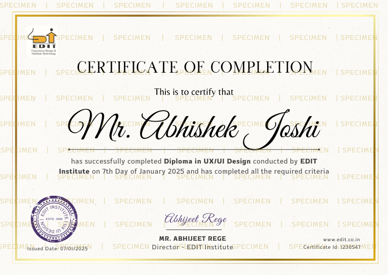 EDIT - UI UX Design Course Certificate UI UX Design Course